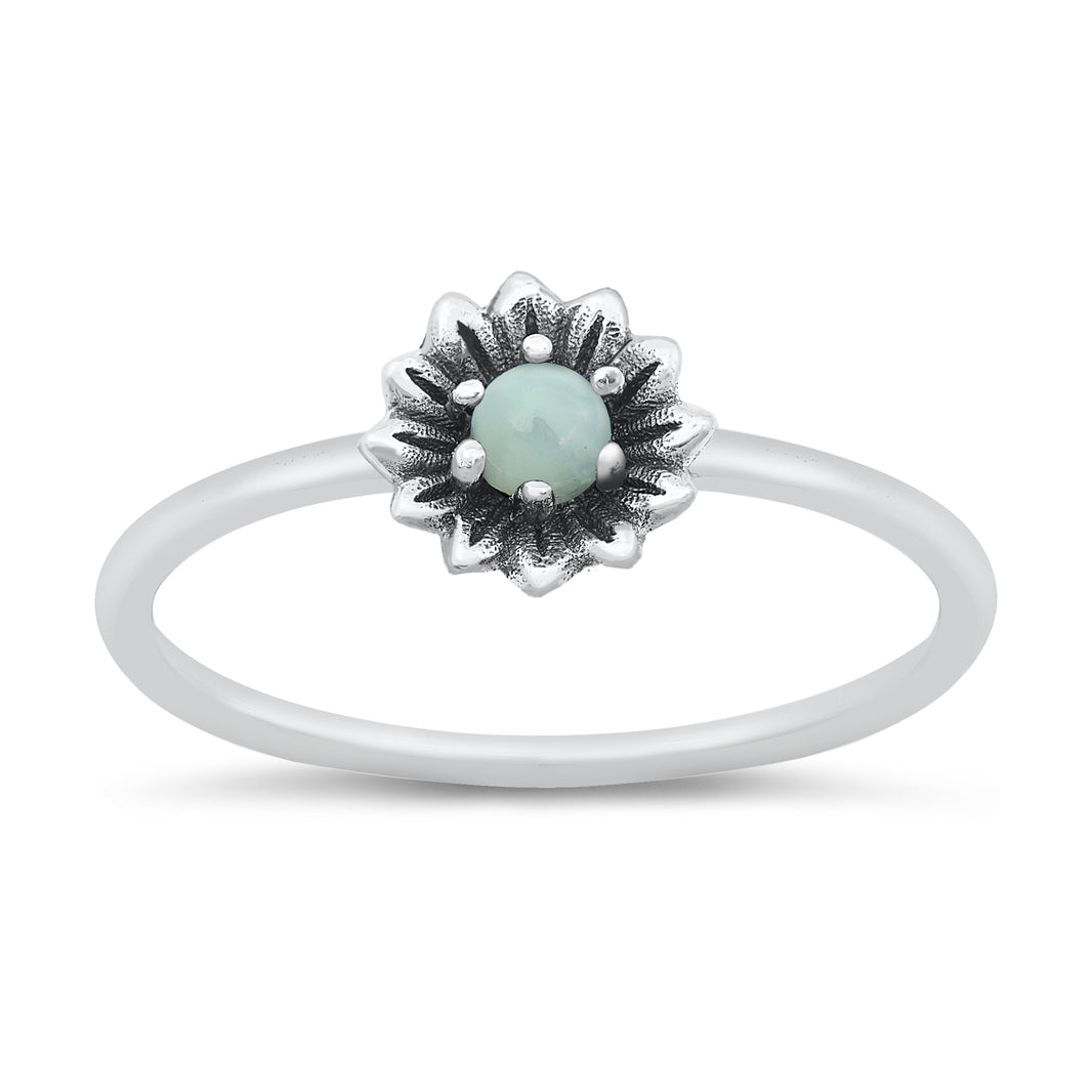 Silver Lab Opal Ring - Flower