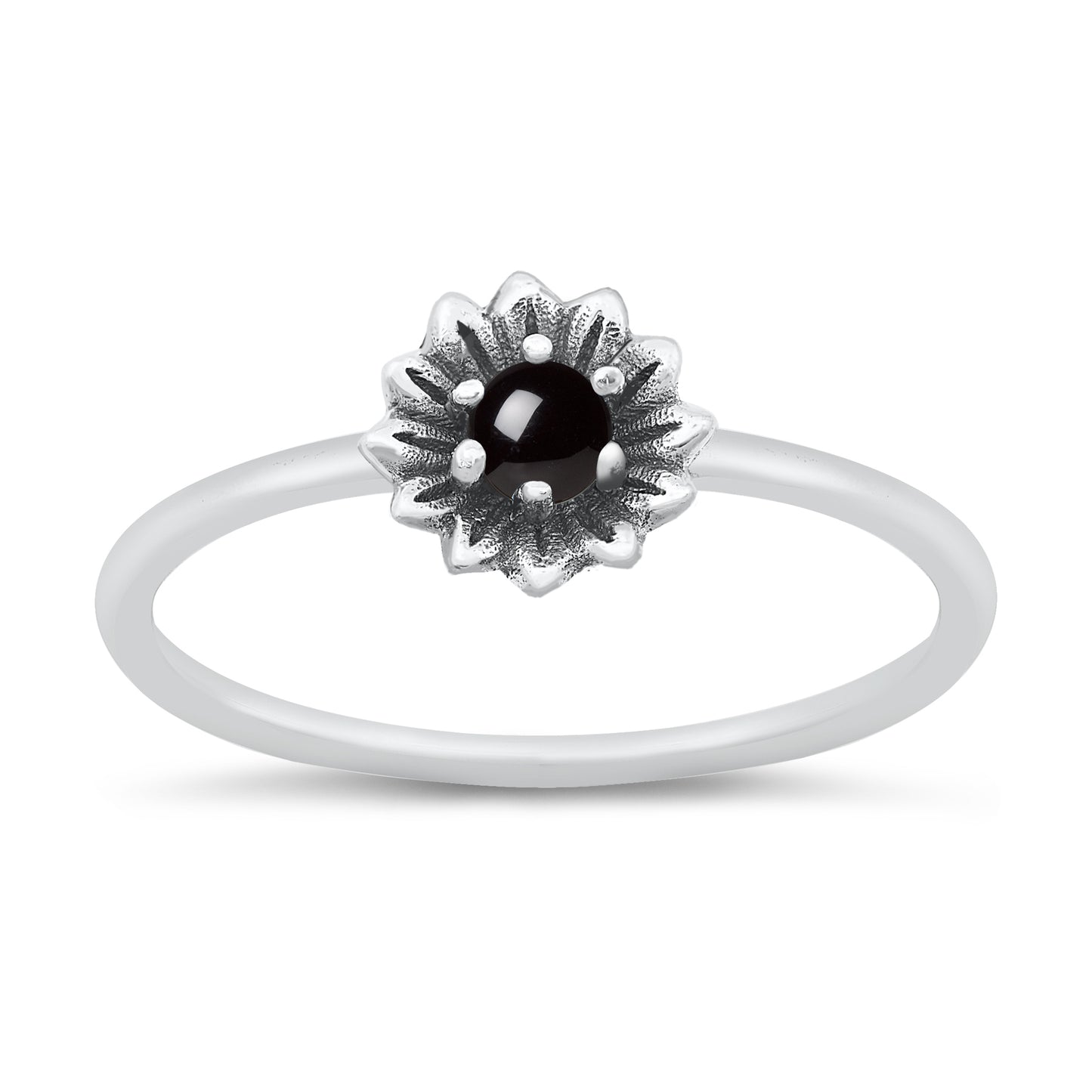 Silver Stone Ring - Flower