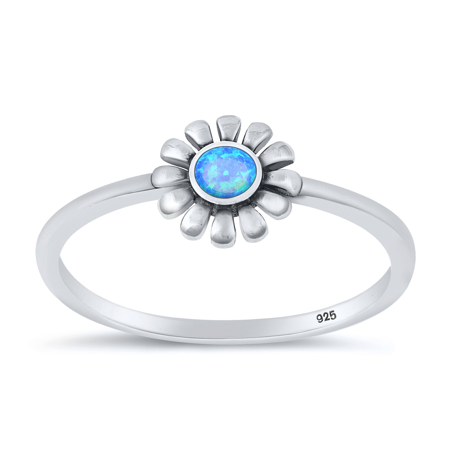 Silver Lab Opal Ring - Flower