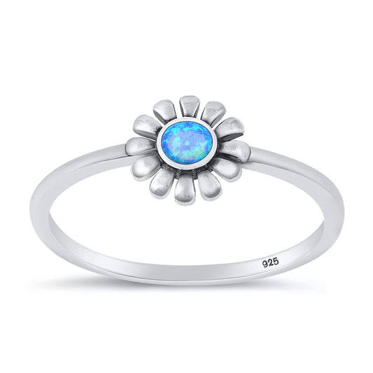 Silver Lab Opal Ring - Flower