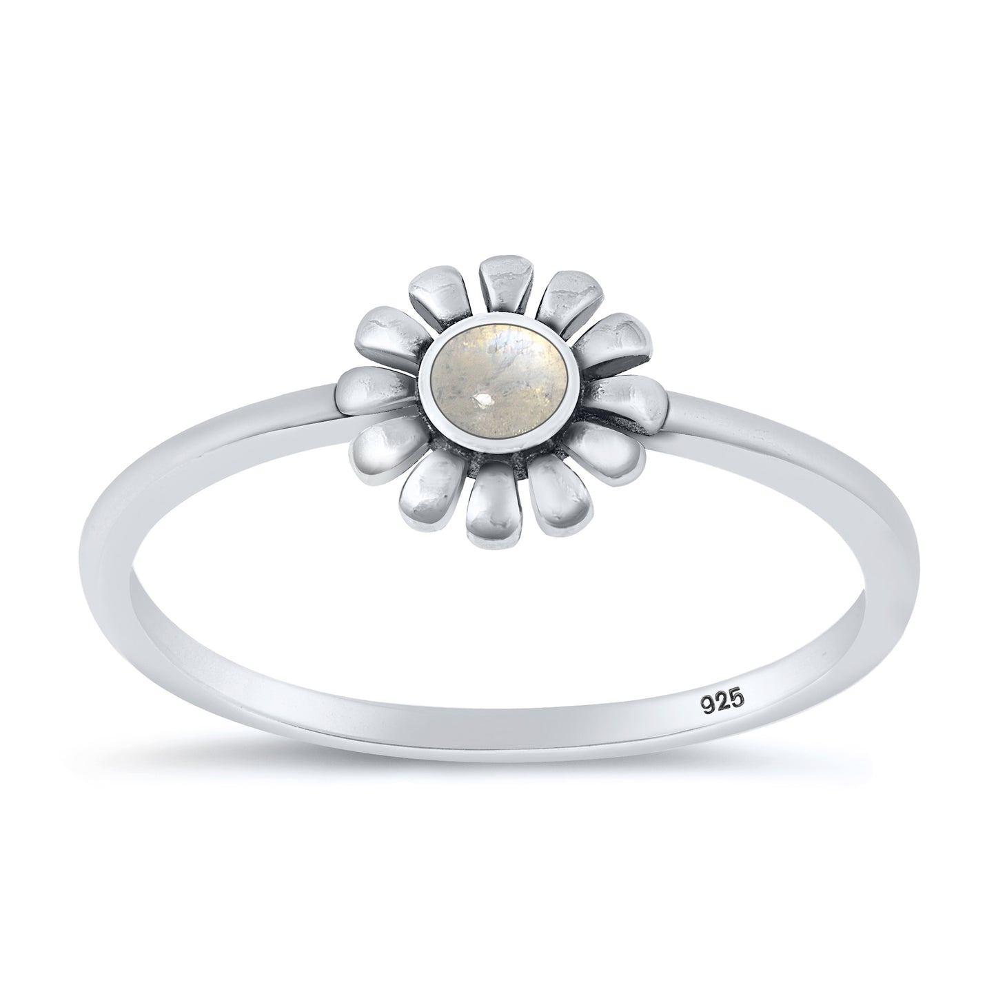 Silver Stone Ring - Flower