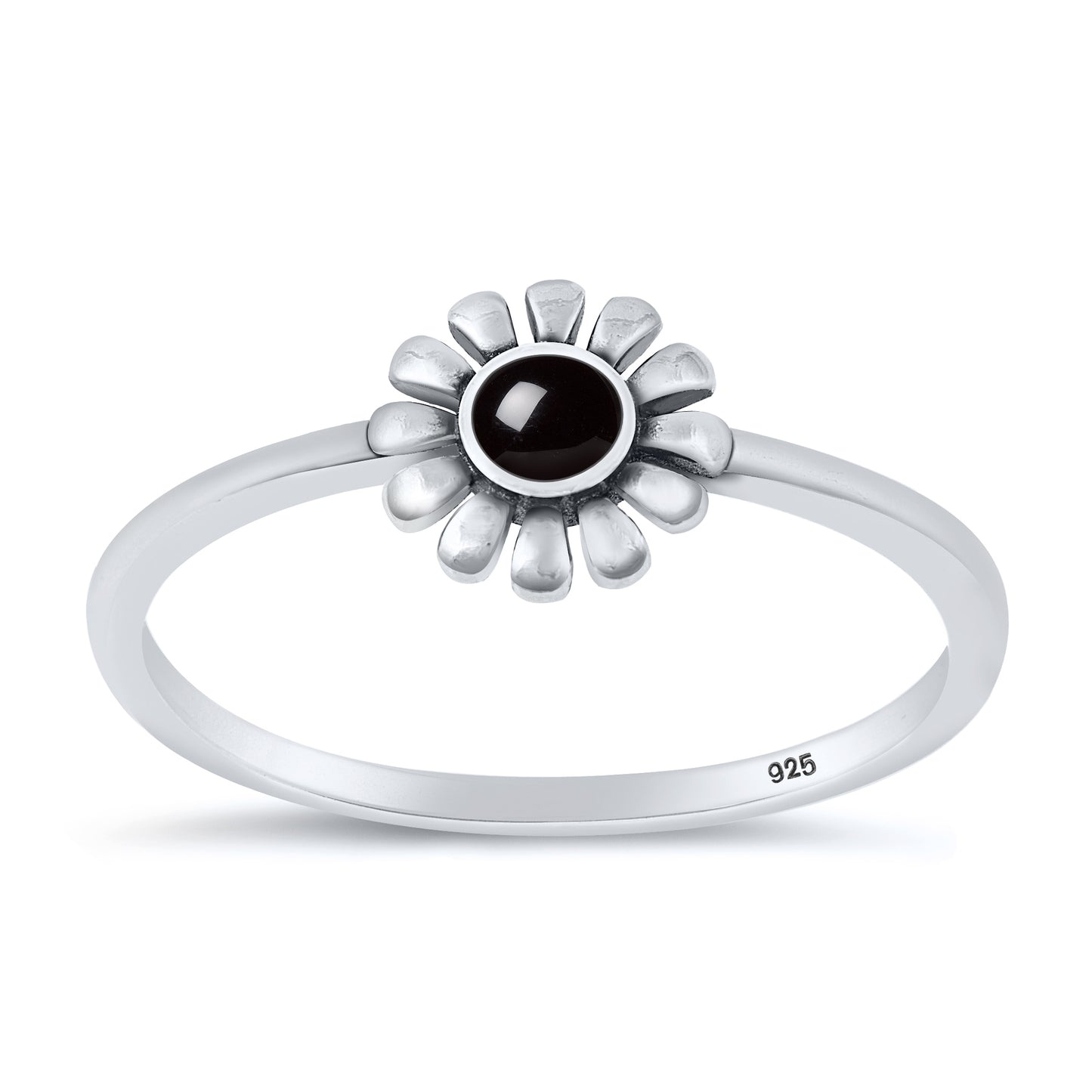 Silver Stone Ring - Flower