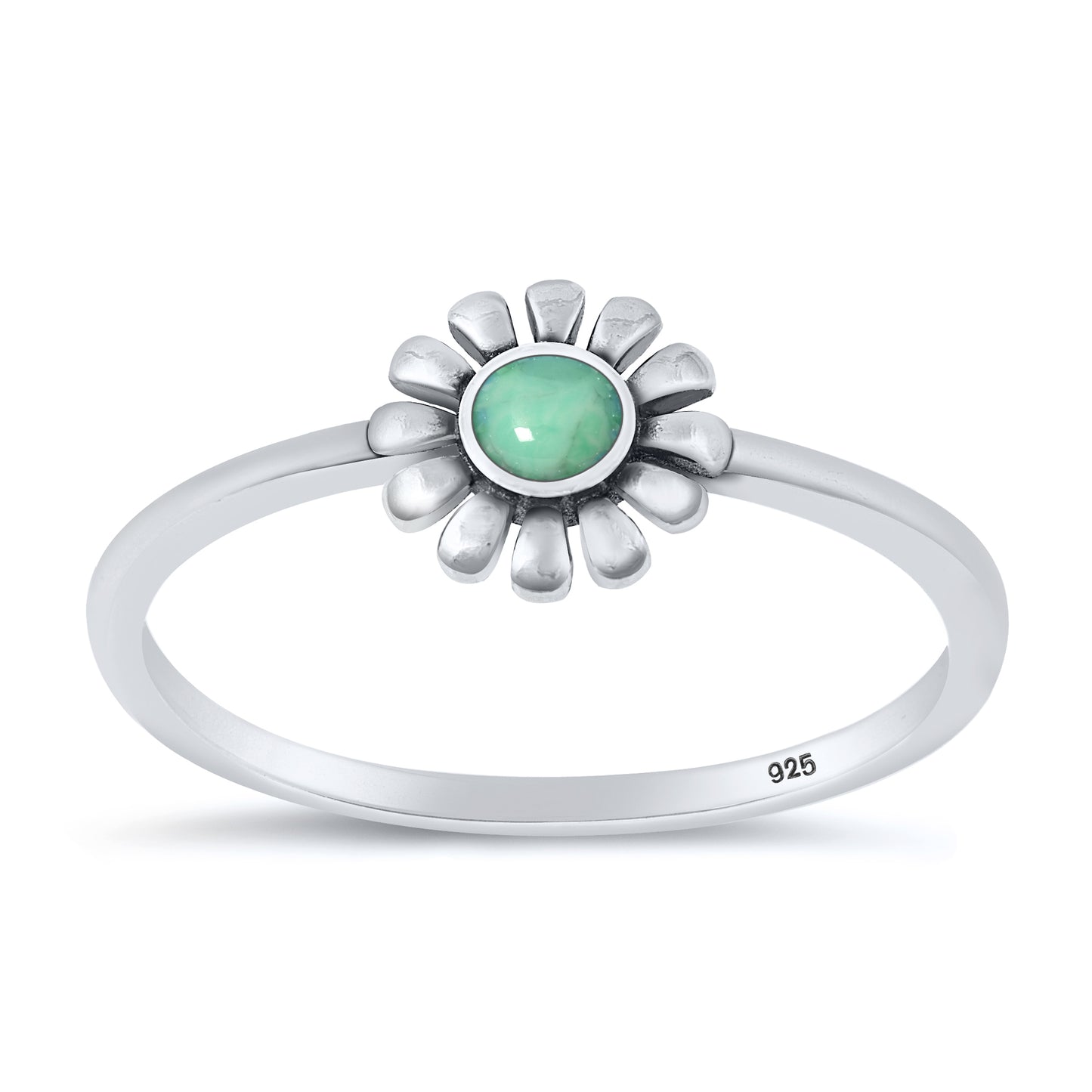 Silver Stone Ring - Flower
