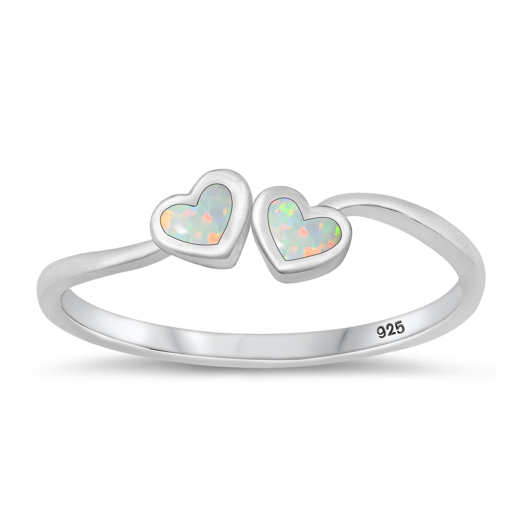 Silver Lab Opal Ring - Heart