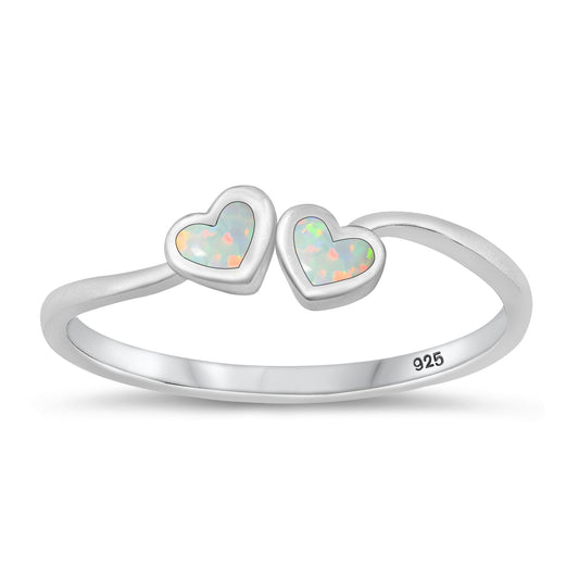 Silver Lab Opal Ring - Heart