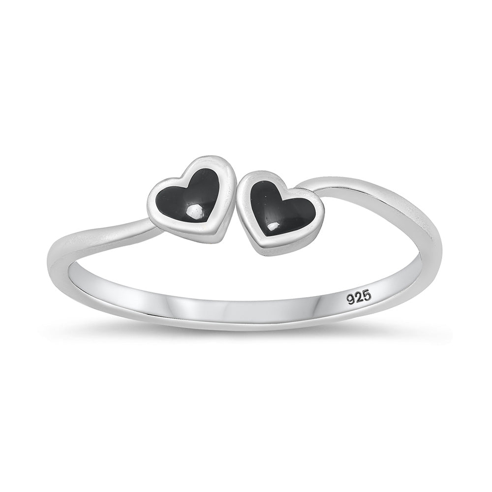 Silver Stone Ring - Hearts