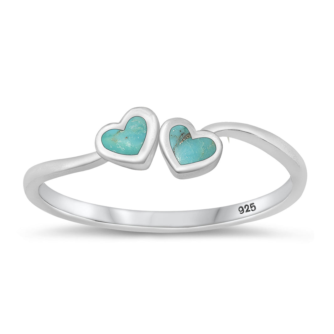 Silver Stone Ring - Hearts