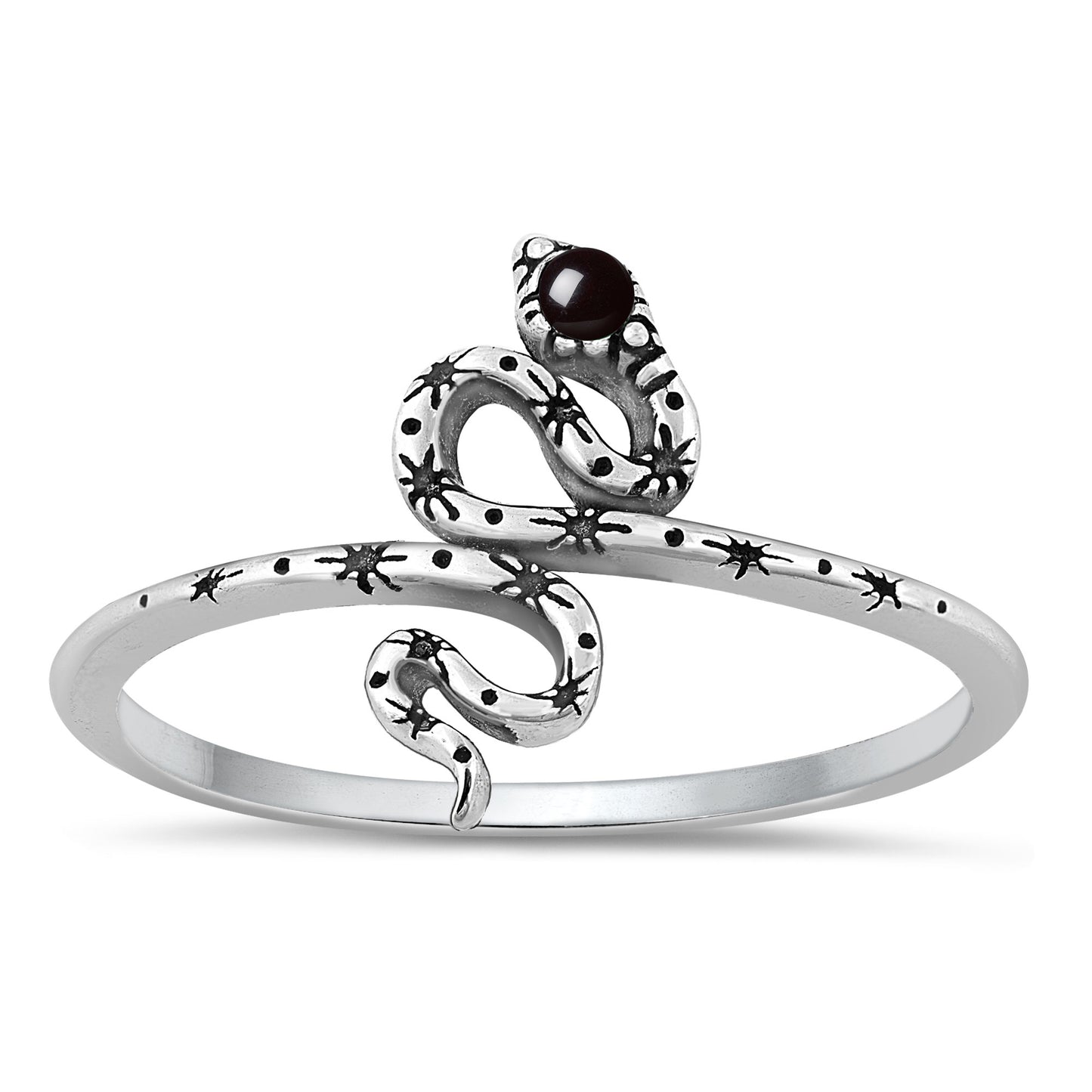 Silver Stone Ring - Snake