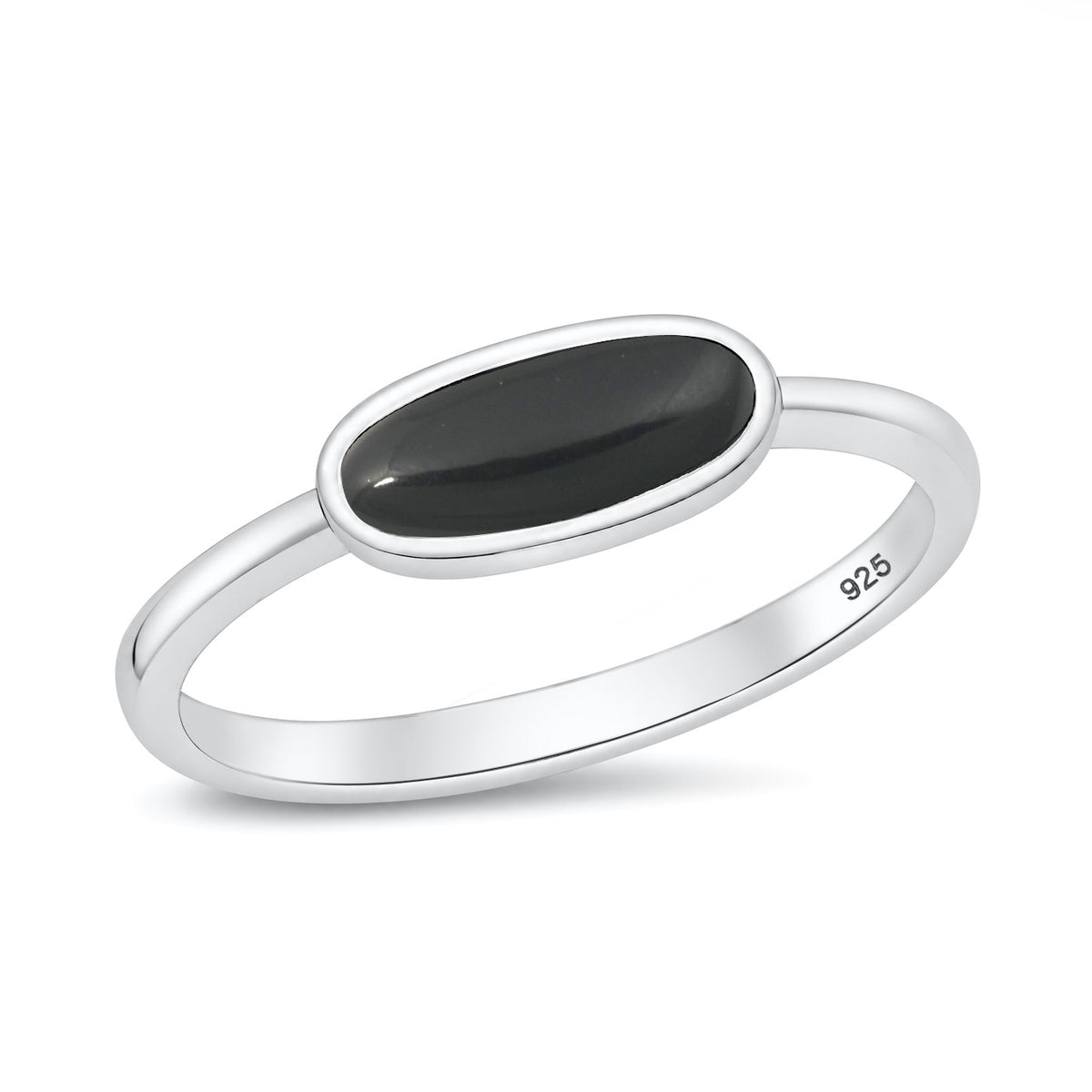 Silver Oval Stone Ring
