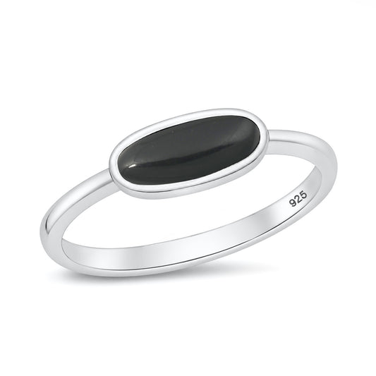 Silver Oval Stone Ring