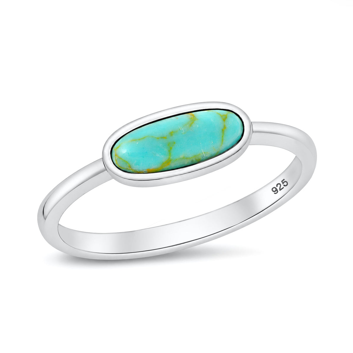 Silver Oval Stone Ring