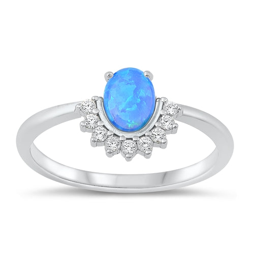 photo of Silver Lab Opal Ring with Blue Lab Opal Stone