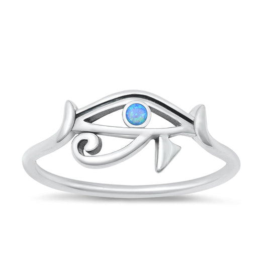 Silver Lab Opal Ring - Eye of Horus