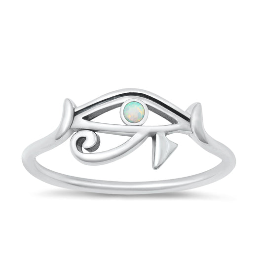 Silver Lab Opal Ring - Eye of Horus