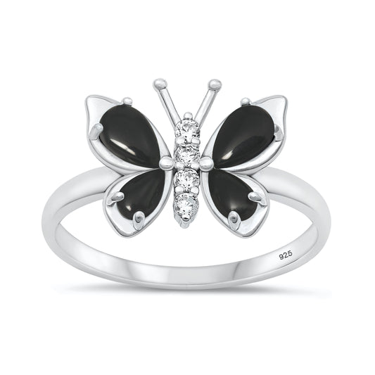 Silver Stone Ring - Butterfly