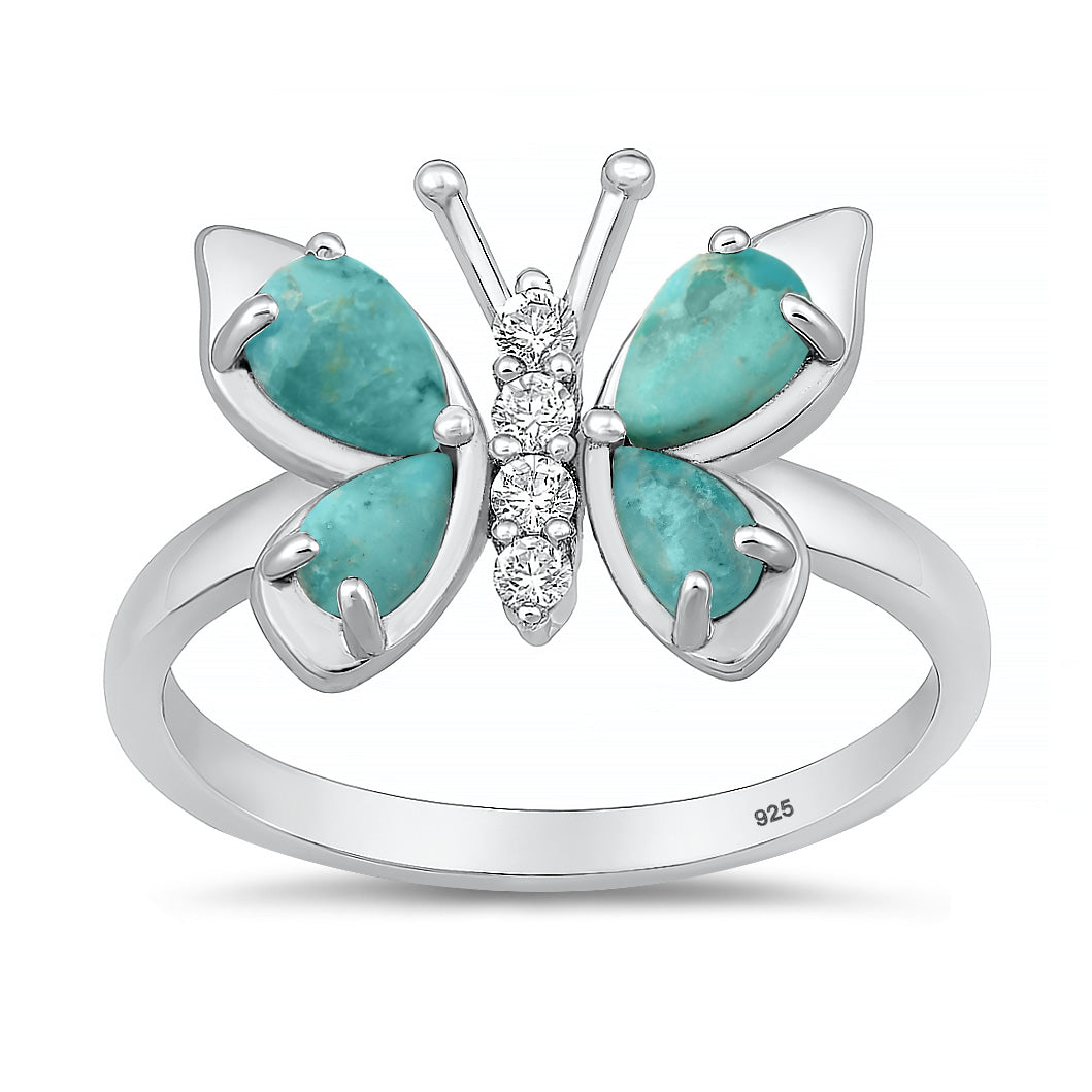 Silver Stone Ring - Butterfly