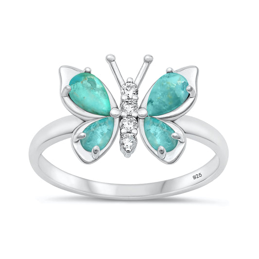 Silver Stone Ring - Butterfly