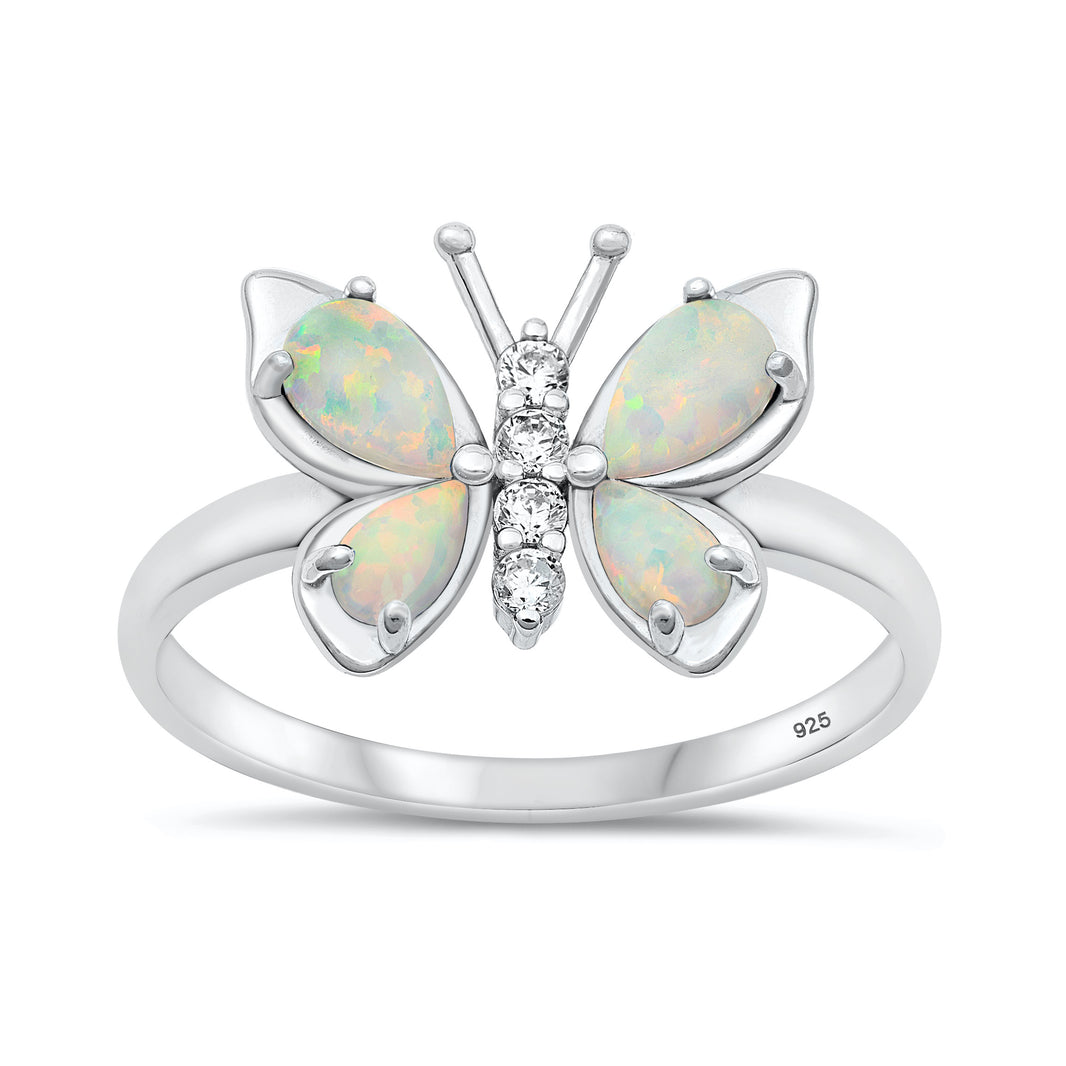 Silver Lab Opal Ring - Butterfly