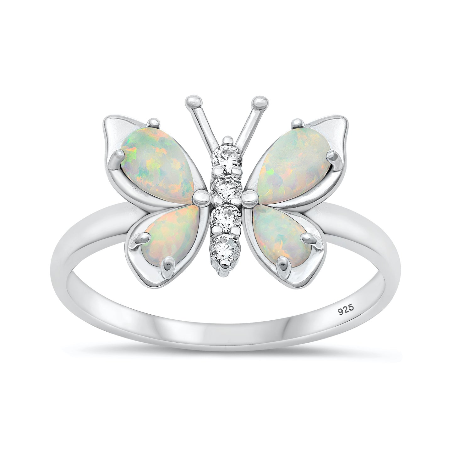 Silver Lab Opal Ring - Butterfly