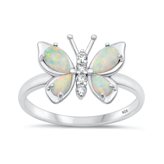 Silver Lab Opal Ring - Butterfly