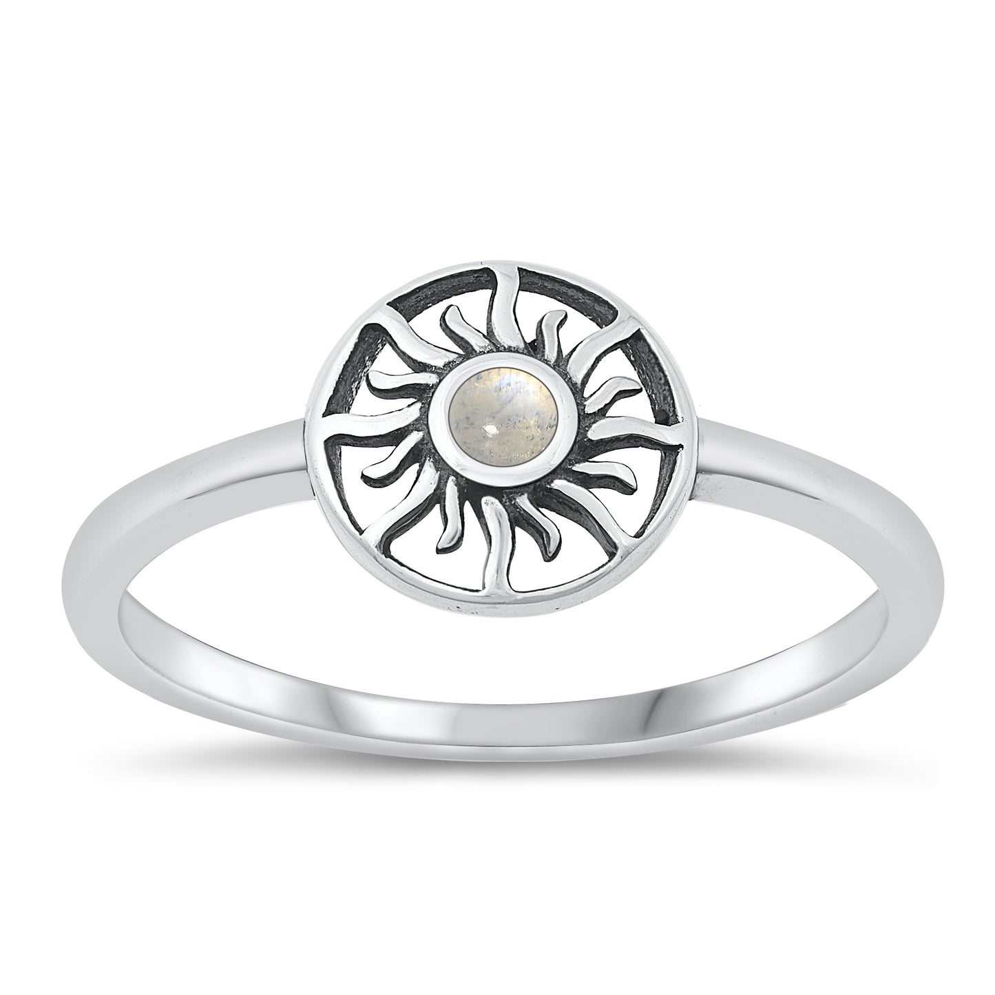 Silver Stone Ring - Sun