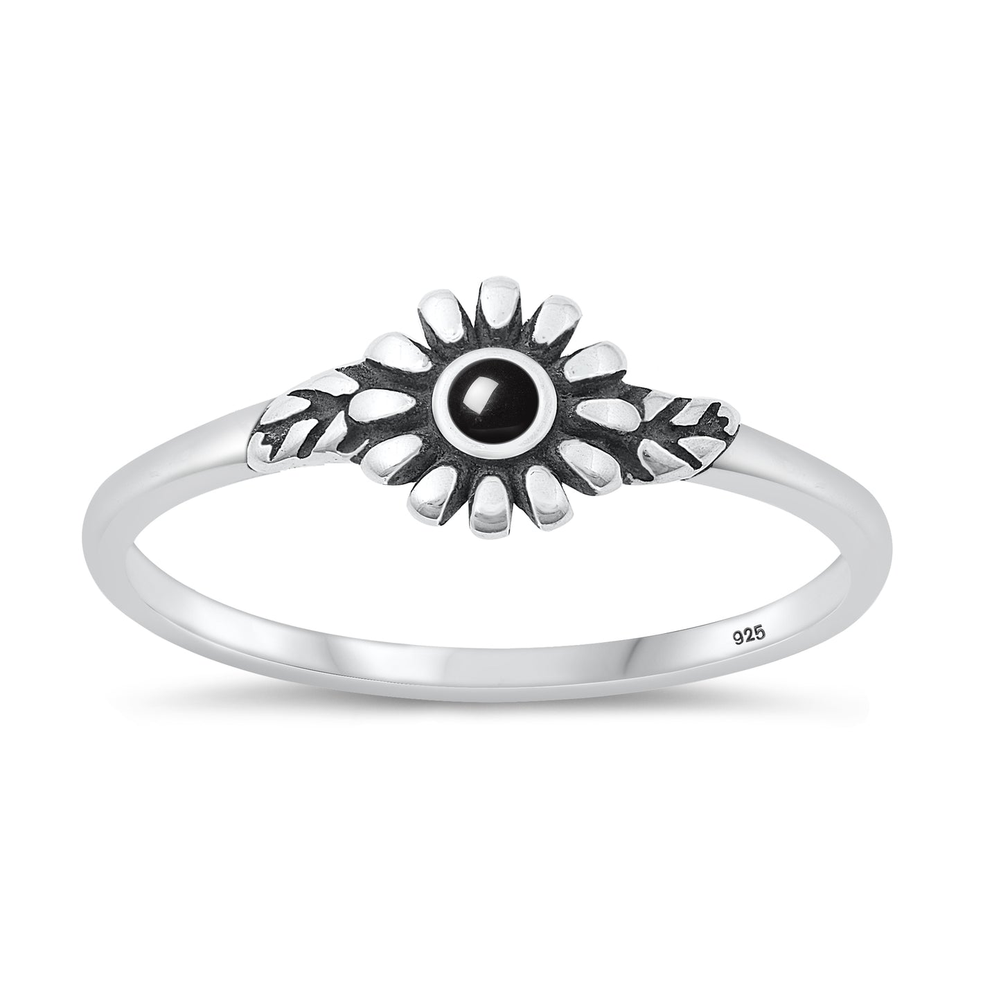 Silver Stone Ring - Flower