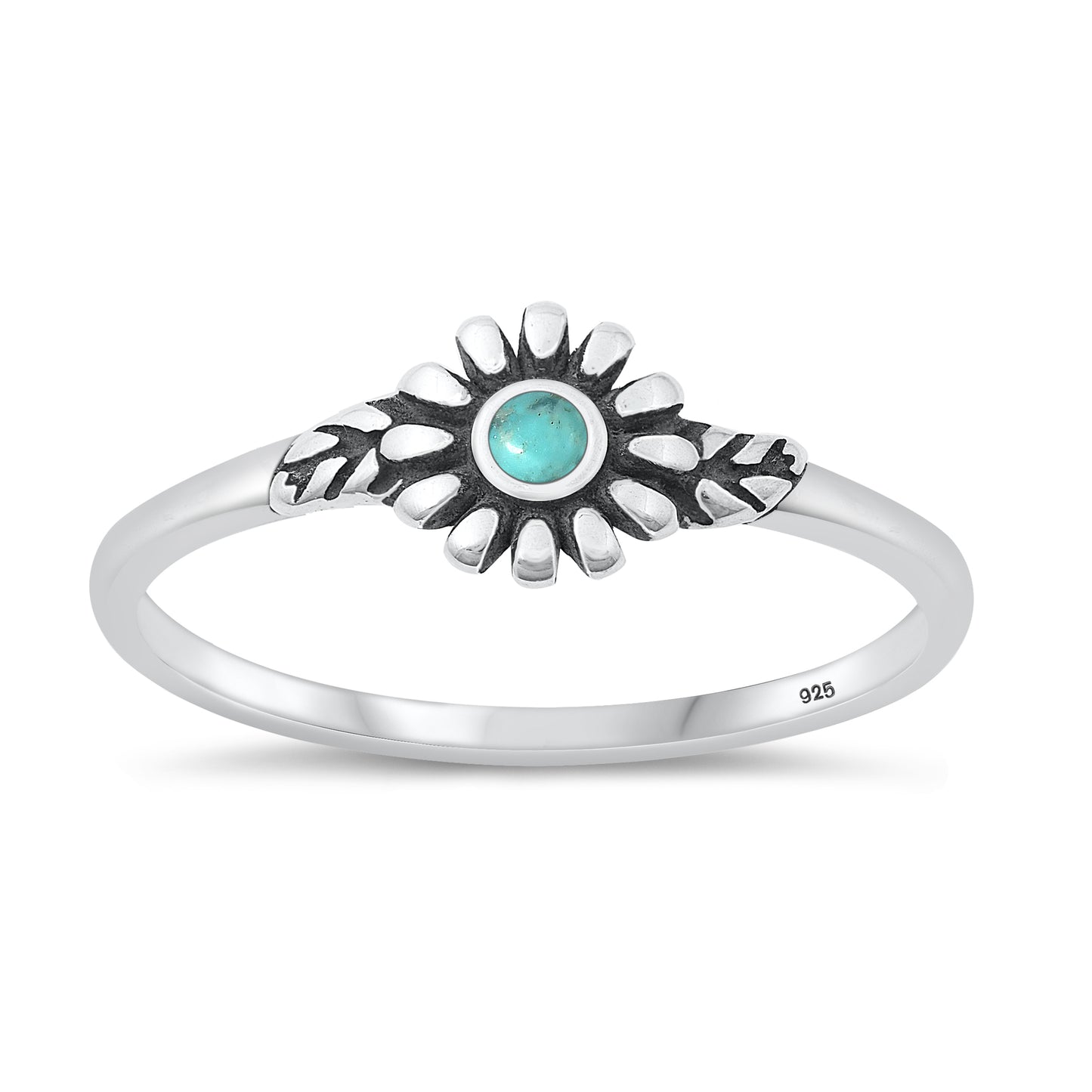 Silver Stone Ring - Flower