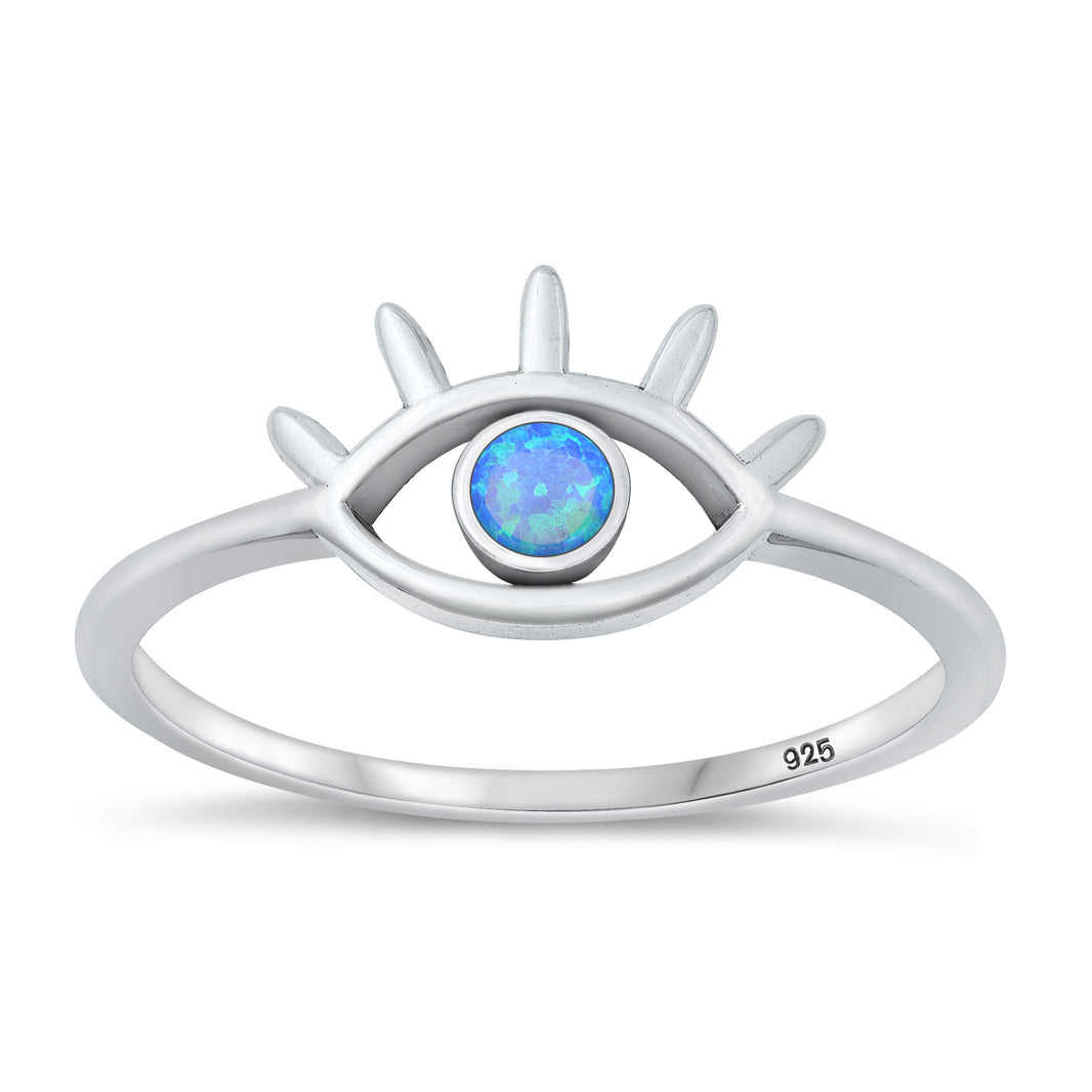 Silver Lab Opal Ring - Evil Eye
