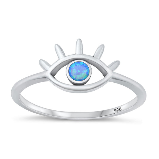 Silver Lab Opal Ring - Evil Eye
