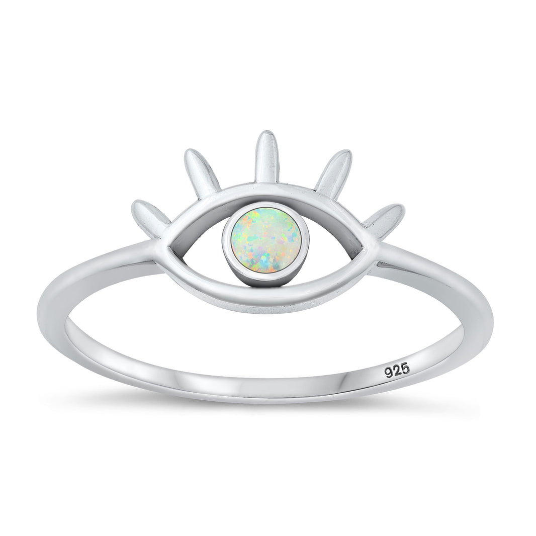 Silver Lab Opal Ring - Evil Eye