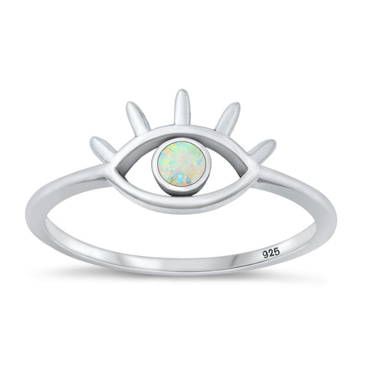 Silver Lab Opal Ring - Evil Eye