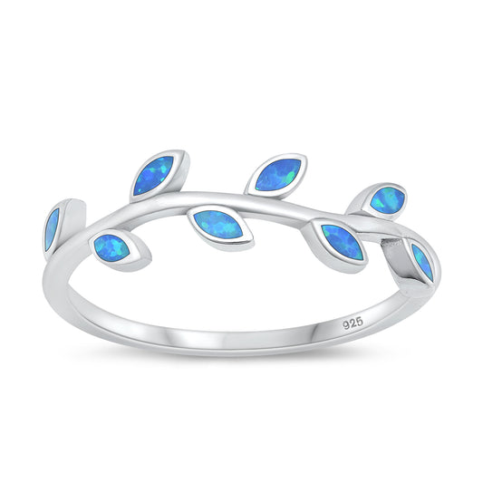 Silver Lab Opal Ring - Leaves