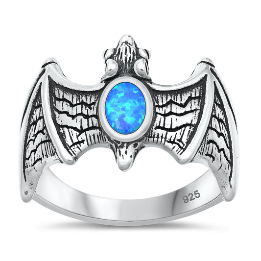 Silver Lab Opal Ring - Bat