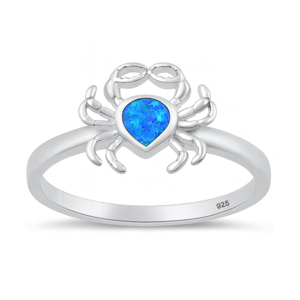 Silver Lab Opal Ring - Crab