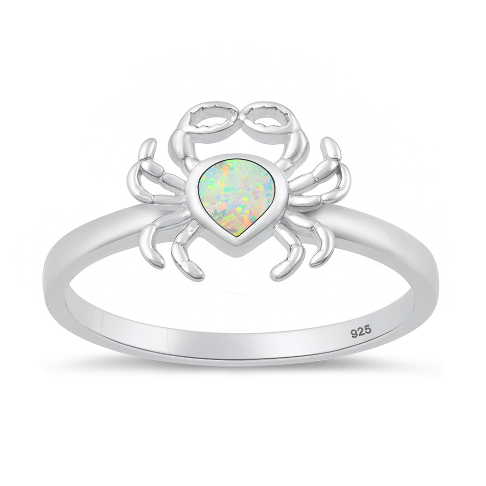 Silver Lab Opal Ring - Crab