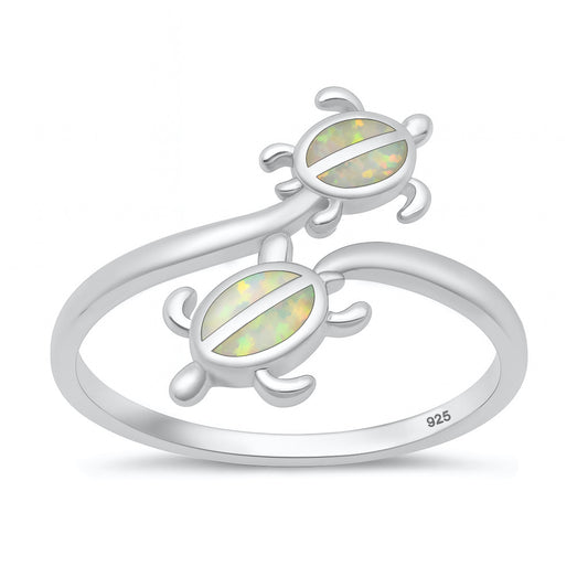 Silver Lab Opal Ring - Turtles