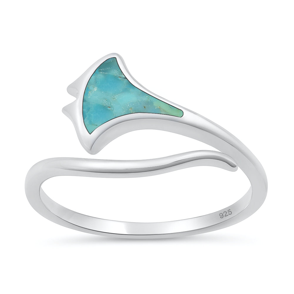 Silver Stone Ring - Manta Ray