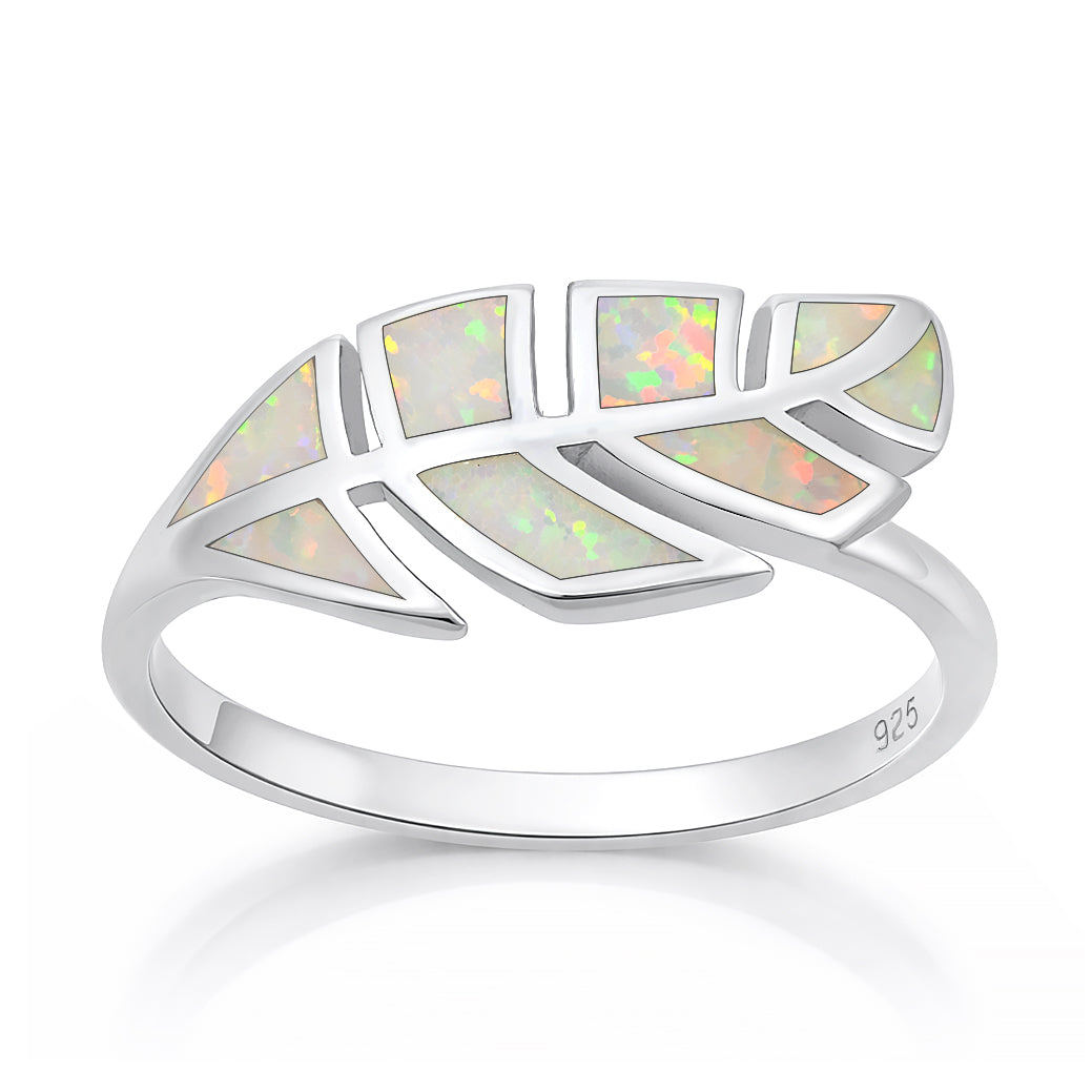 Silver Lab Opal Ring - Feather