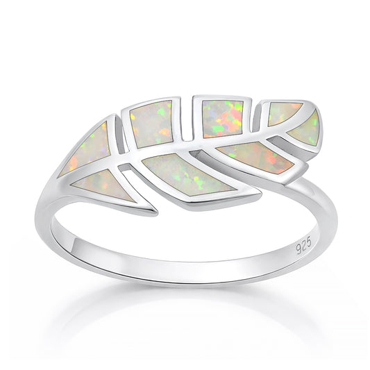 Silver Lab Opal Ring - Feather