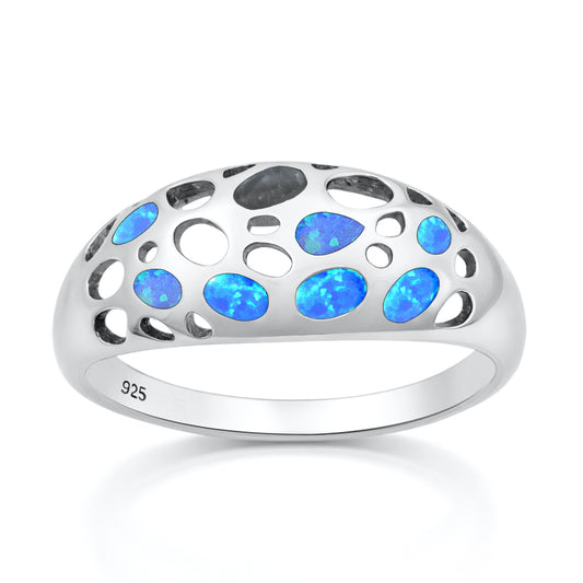 Silver Lab Opal Ring - Dome