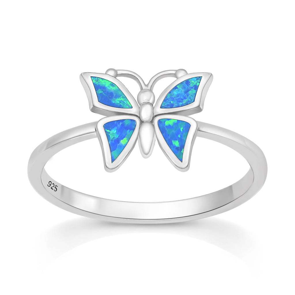 Silver Lab Opal Ring -Butterfly
