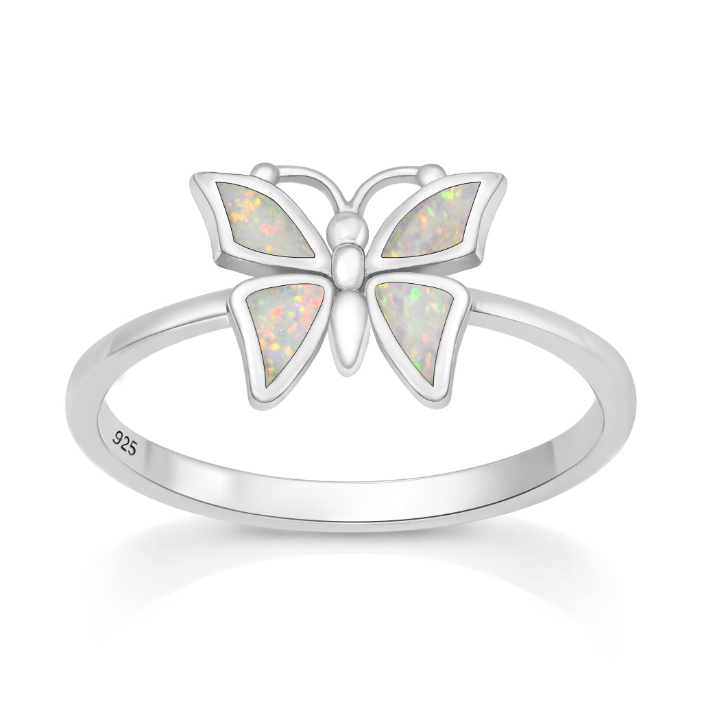 Silver Lab Opal Ring - Butterfly
