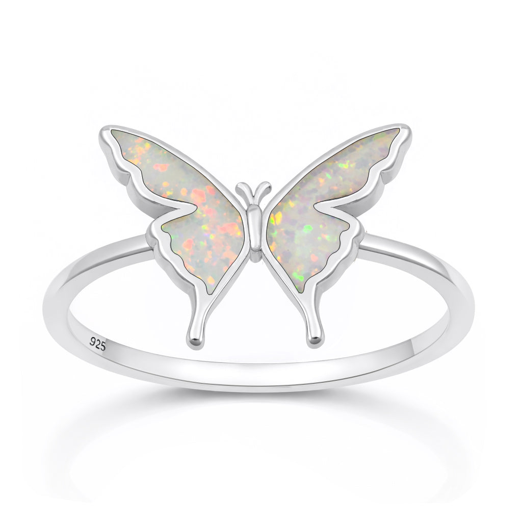 Silver Lab Opal Ring - Butterfly