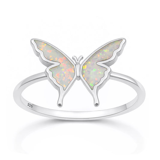 Silver Lab Opal Ring - Butterfly