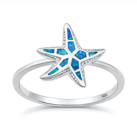 Silver Lab Opal Ring - Starfish
