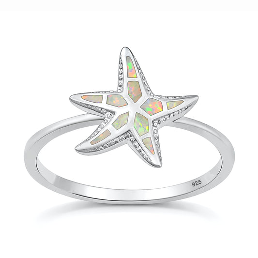 Silver Lab Opal Ring - Starfish
