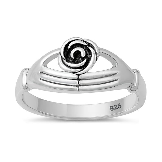 Silver Ring - Rose in Hand
