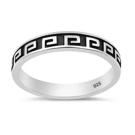 Silver Ring - Greek key