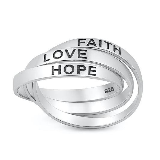 Triple Band Faith Love Hope Ring