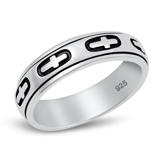 Silver Ring - Spinner Cross Ring